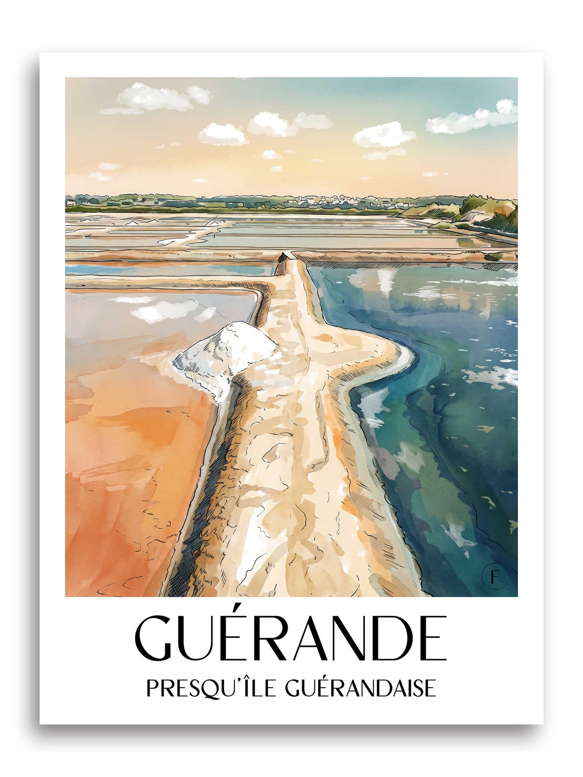 guérande-presqu'île-guérandaise-frankreich-poster-aquarell