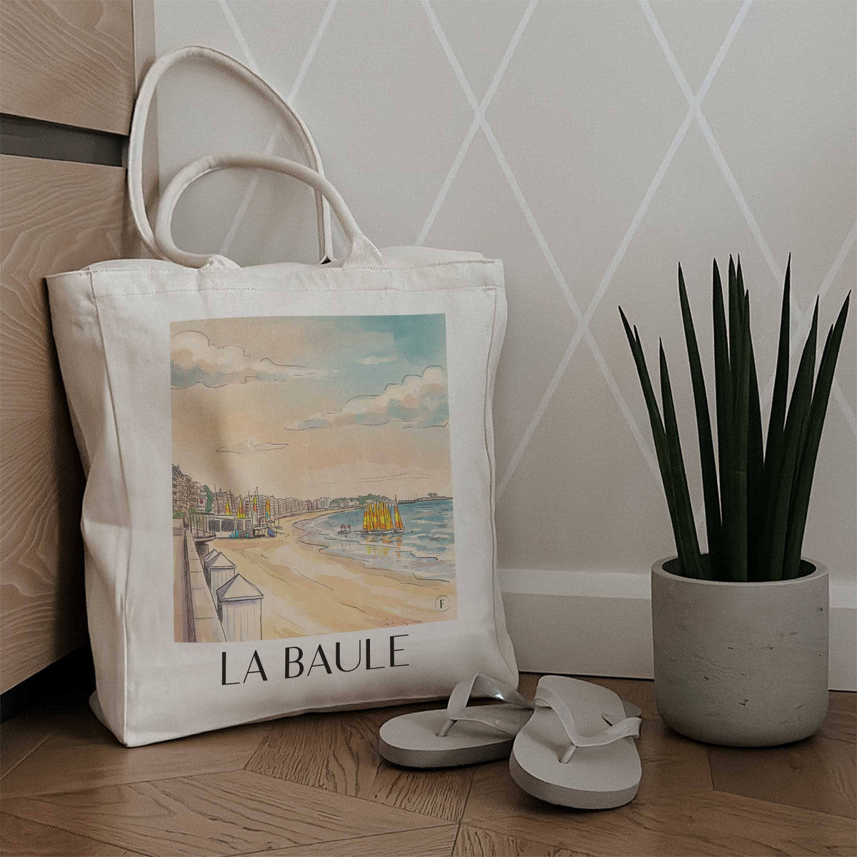 la-baule-presqu'île-guérandaise-frankreich-einkaufstasche-aquarell
