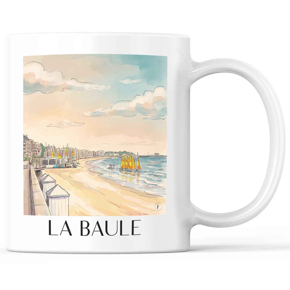La Baule Kaffeebecher - Presqu'île Guérandaise - Frankreich Becher - Kaffeetasse im Aquarell Stil