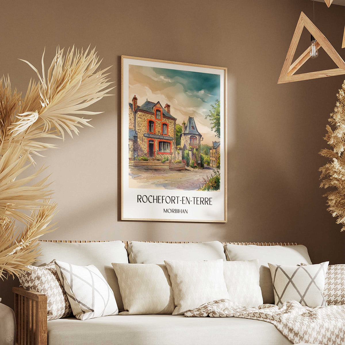 rochefort-en-terre-morbihan-frankreich-poster-aquarell