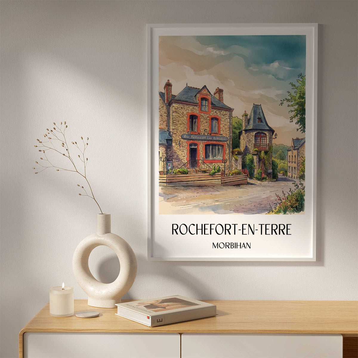 rochefort-en-terre-morbihan-frankreich-poster-aquarell