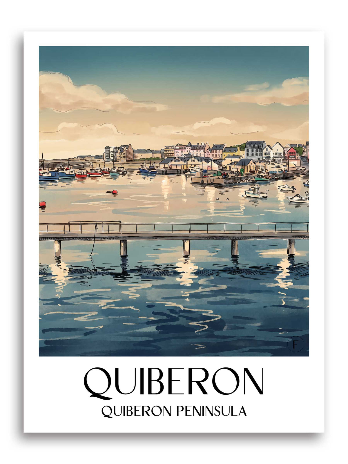 Quiberon Poster - Presqu'île de Quiberon - Frankreich Kunstdruck - Aquarell von A4 bis A1