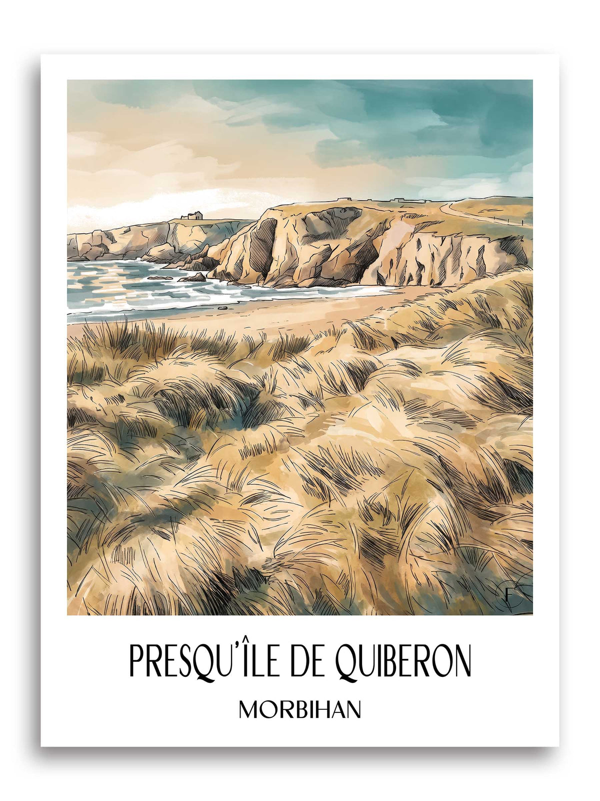 presqu'île-de-quiberon-morbihan-frankreich-poster-aquarell
