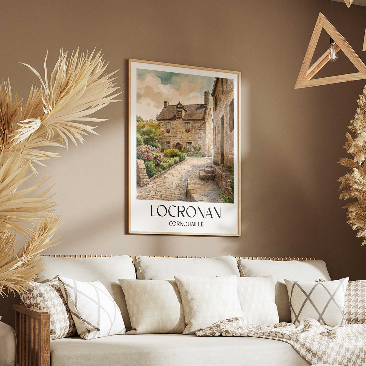 locronan-cornouaille-frankreich-poster-aquarell