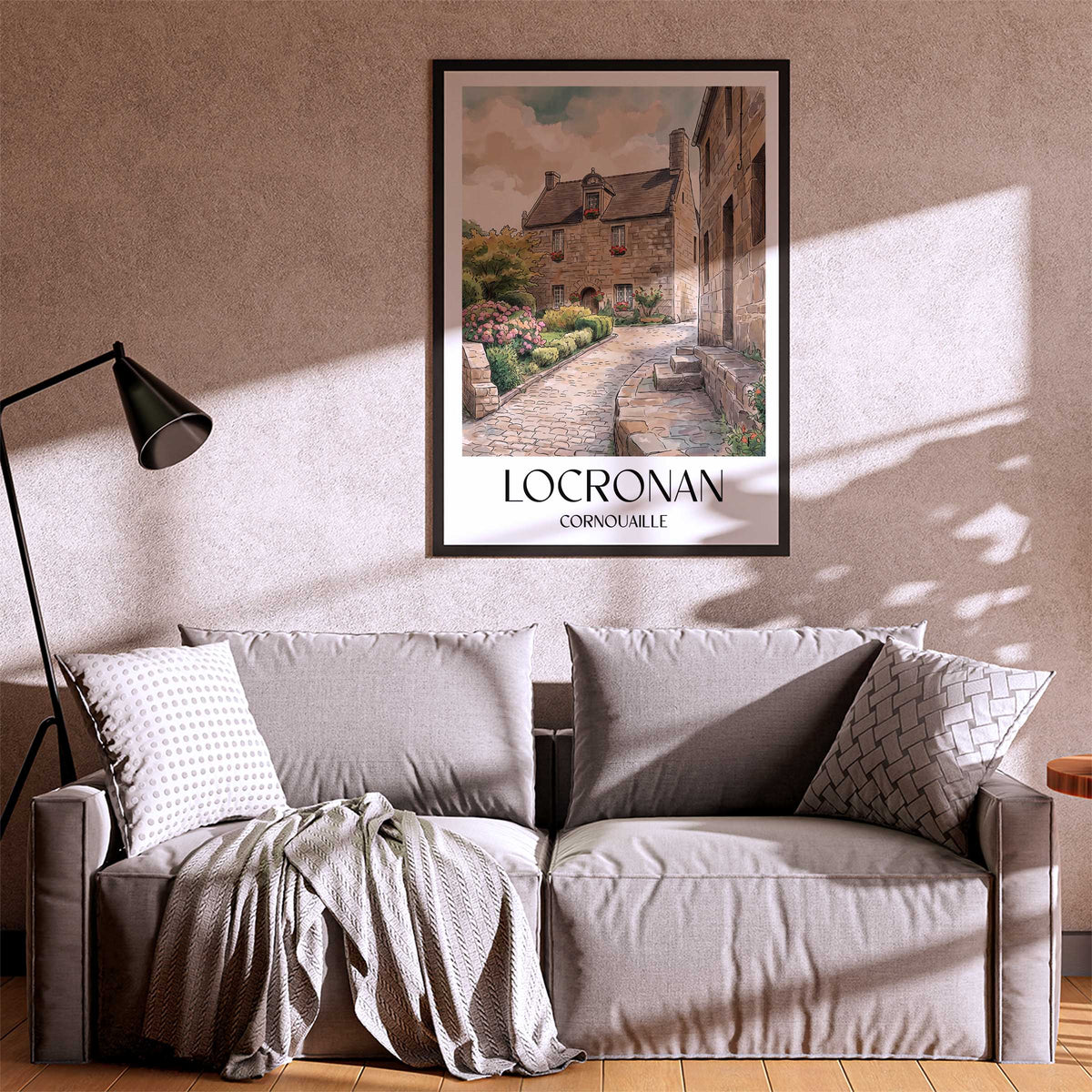 locronan-cornouaille-frankreich-poster-aquarell