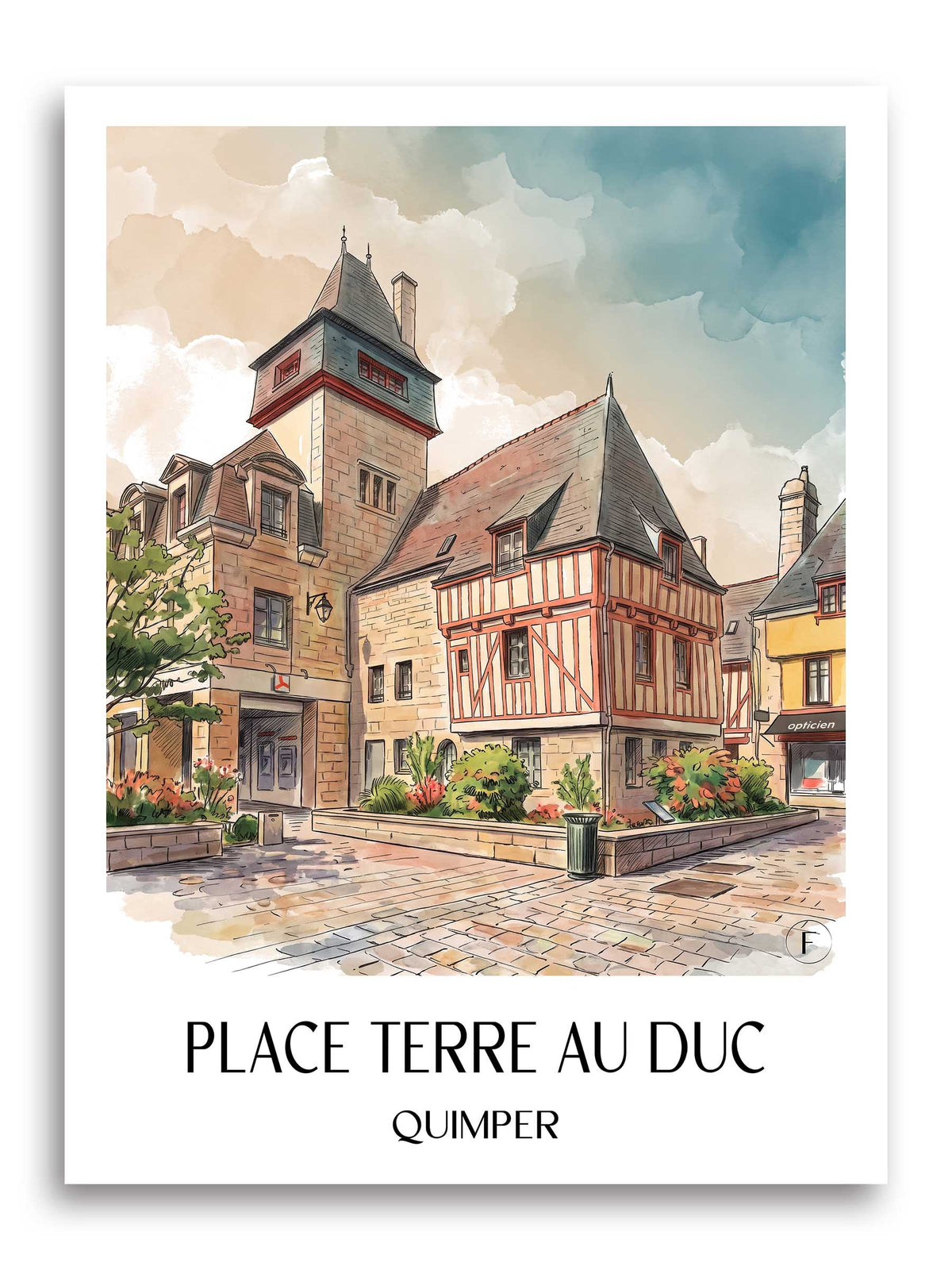 place-terre-au-duc-quimper-frankreich-poster-aquarell