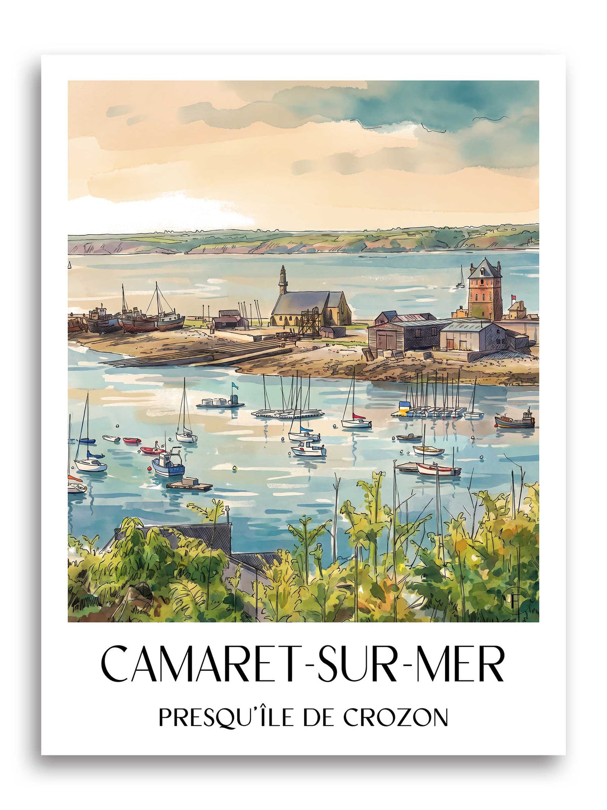 camaret-sur-mer-presqu'île-de-crozon-frankreich-poster-aquarell