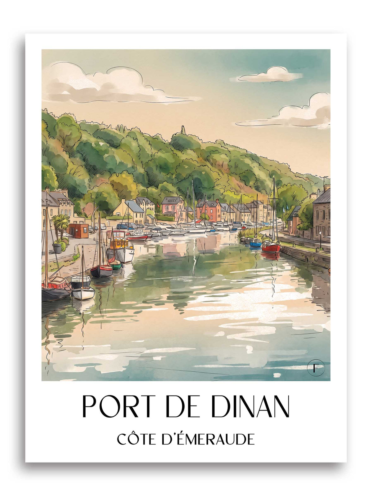 port-de-dinan-côte-d'émeraude-frankreich-poster-aquarell