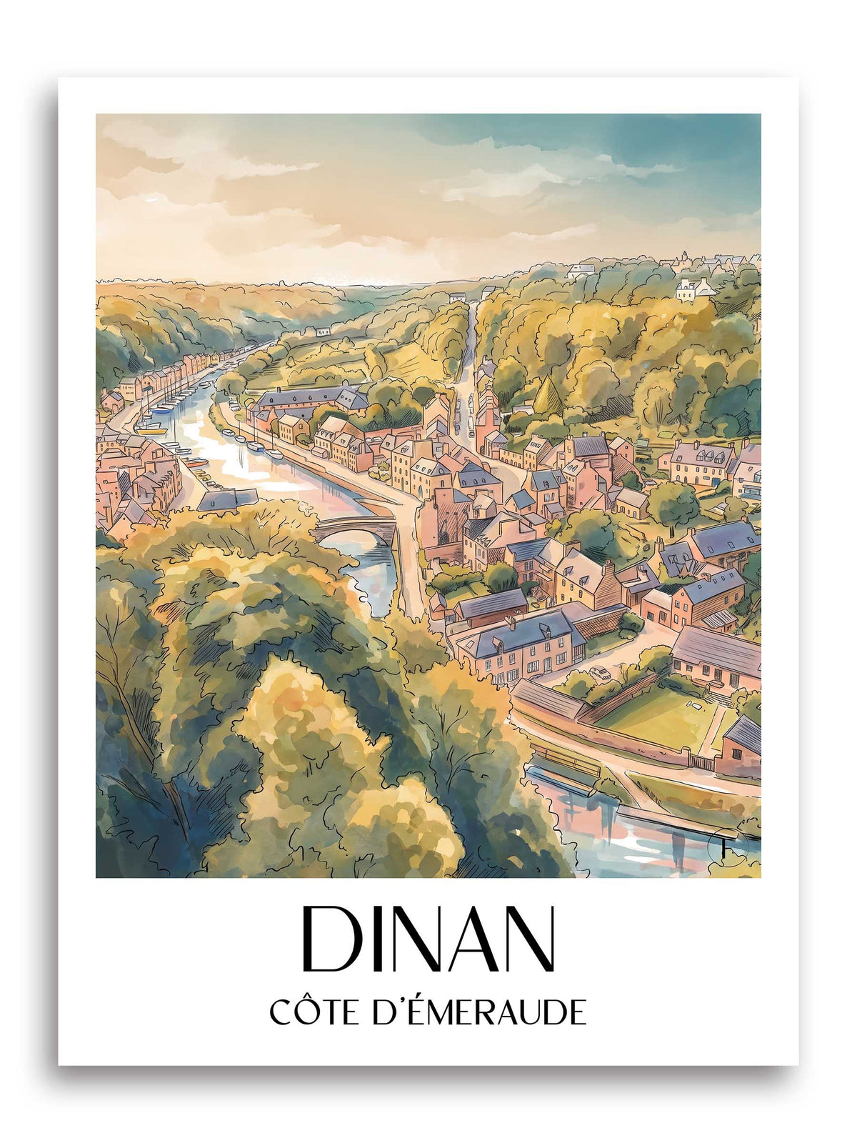 dinan-côte-d'émeraude-frankreich-poster-aquarell