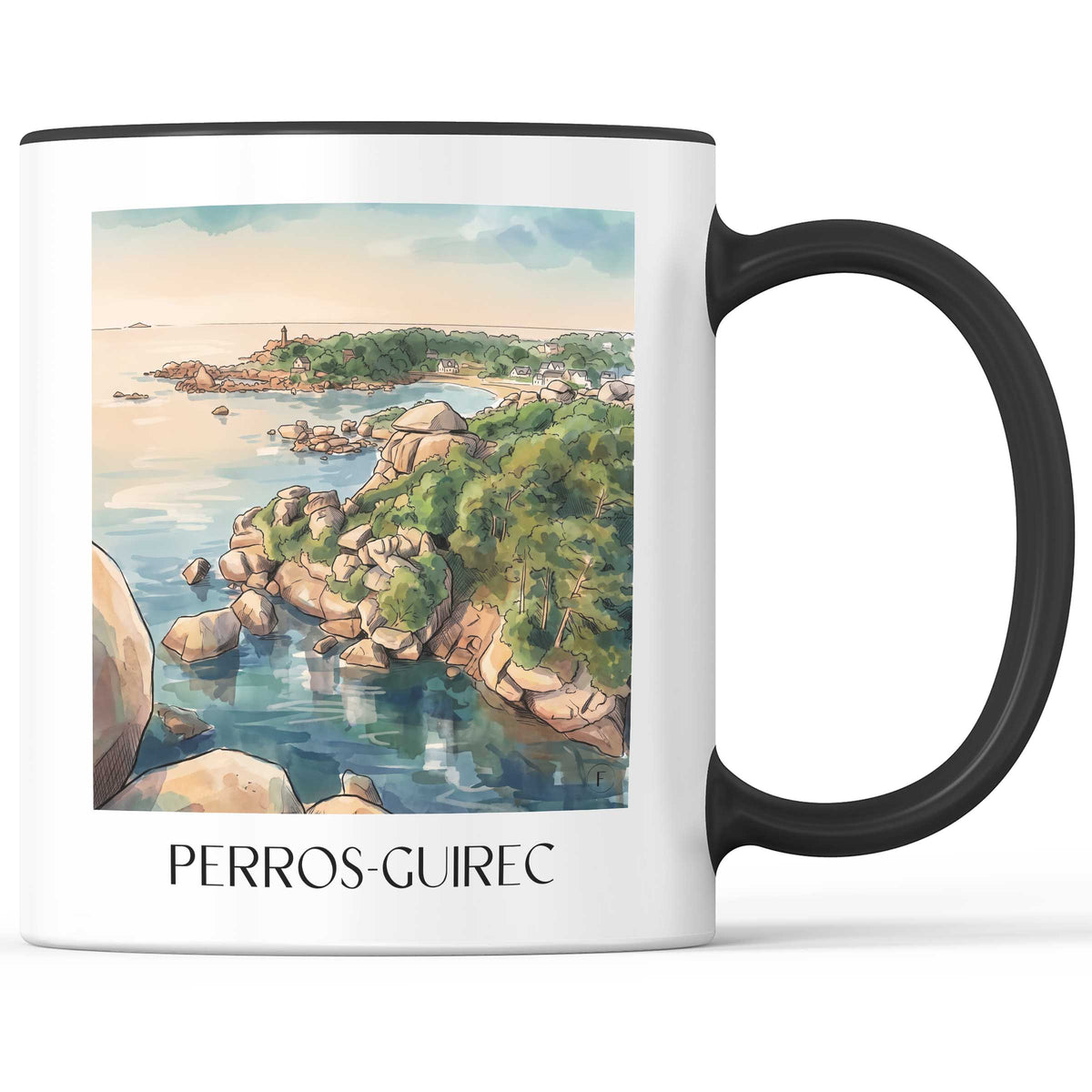 perros-guirec-côte-de-granit-rose-frankreich-kaffeebecher-aquarell