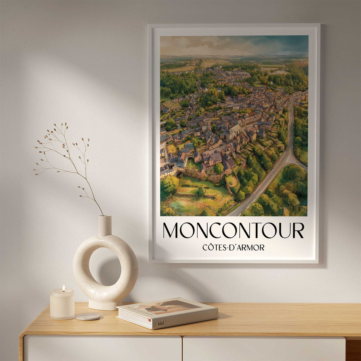 moncontour-côtes-d'armor-frankreich-poster-aquarell