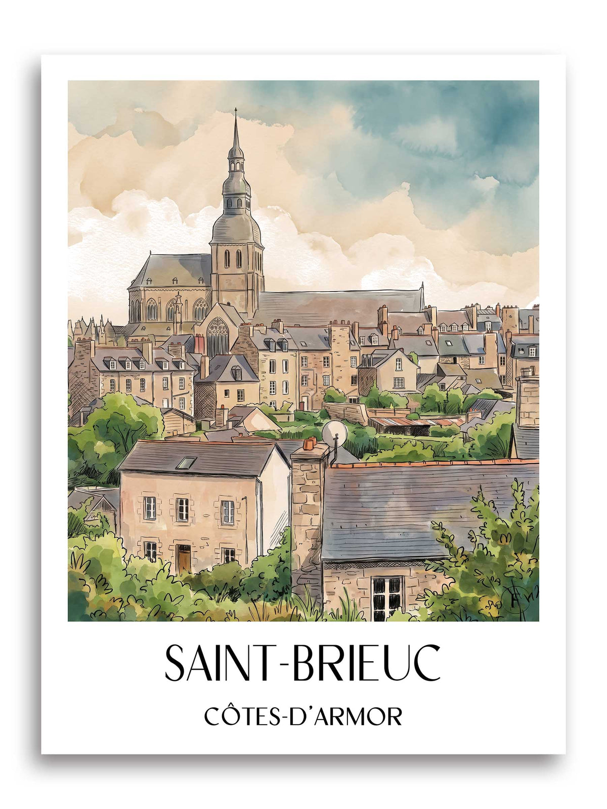 saint-brieuc-côtes-d'armor-frankreich-poster-aquarell