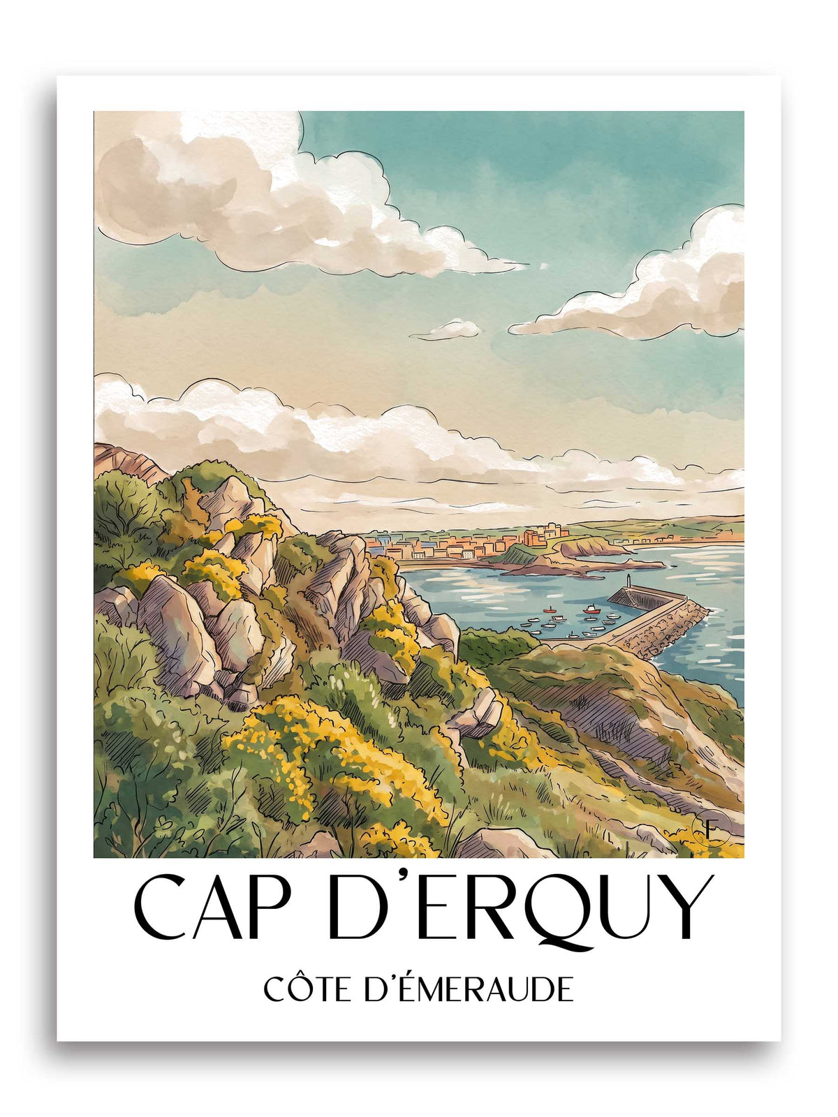 cap-d'erquy-côte-d'émeraude-frankreich-poster-aquarell
