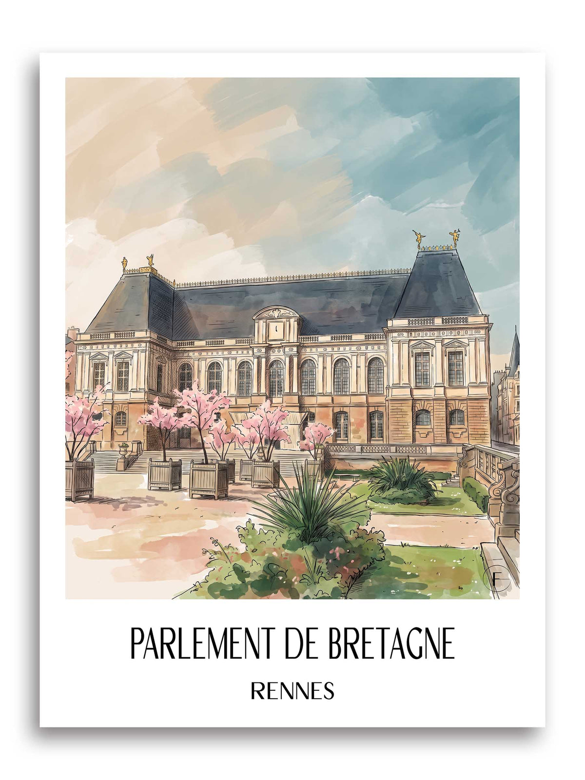 parlement-de-bretagne-rennes-frankreich-poster-aquarell