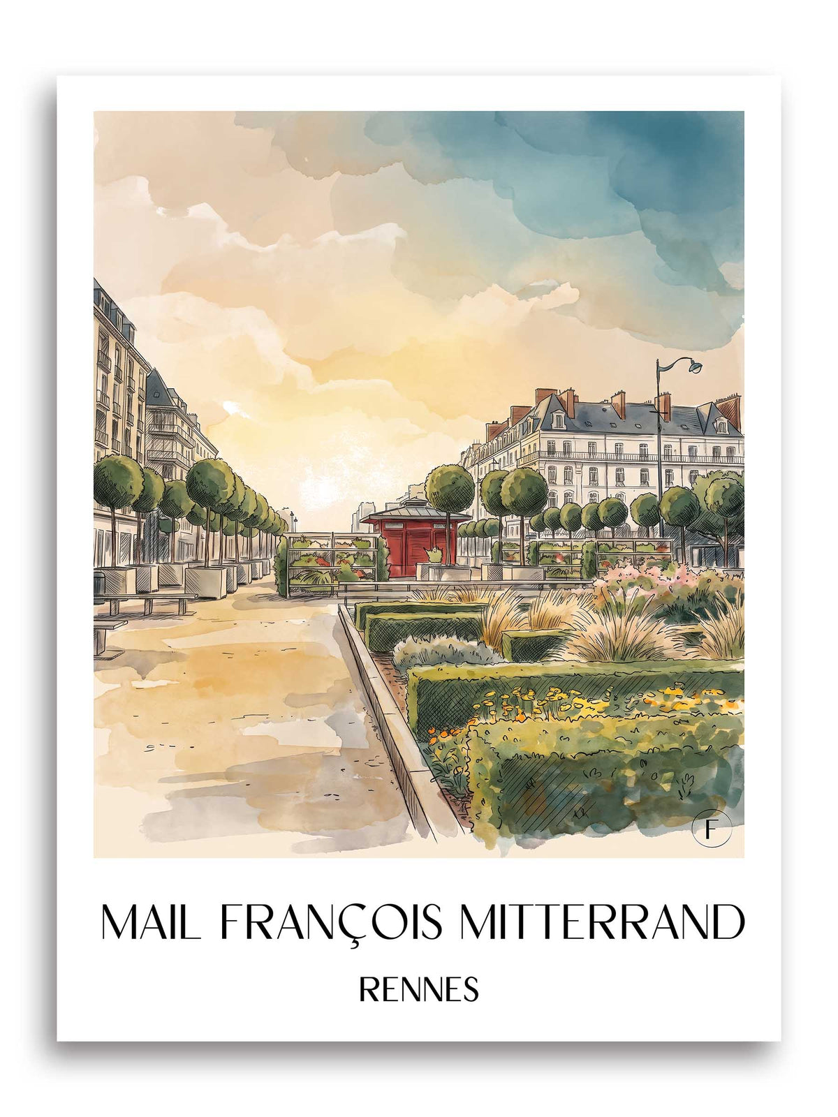 mail-françois-mitterrand-rennes-frankreich-poster-aquarell