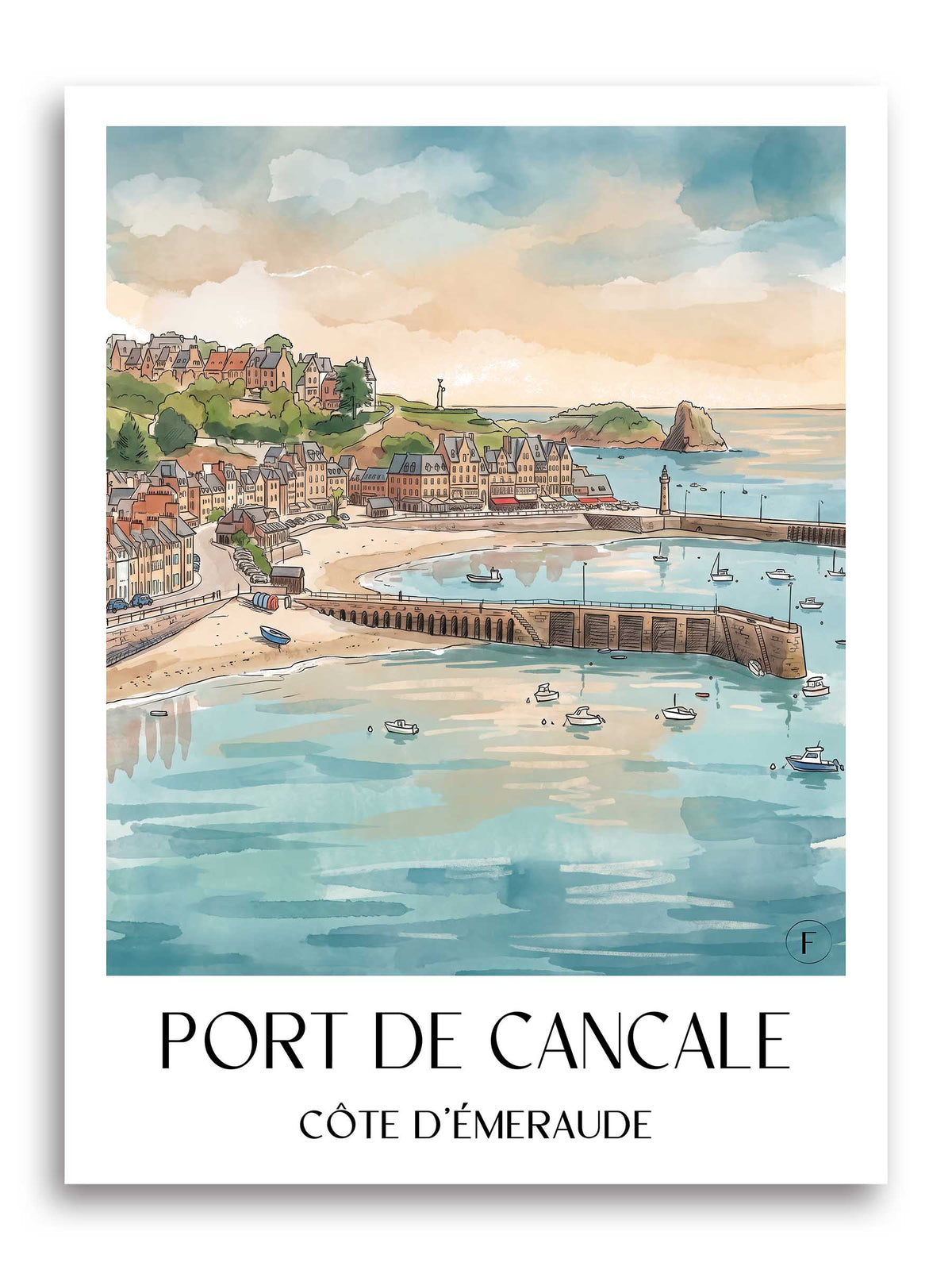 port-de-cancale-côte-d'émeraude-frankreich-poster-aquarell