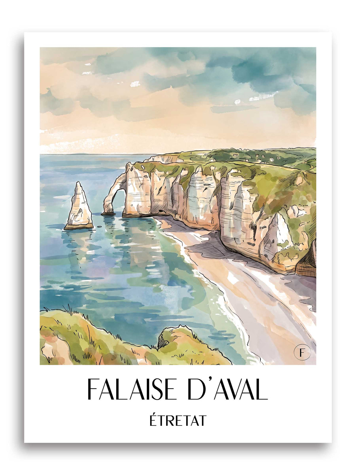falaise-d'aval-étretat-frankreich-poster-aquarell