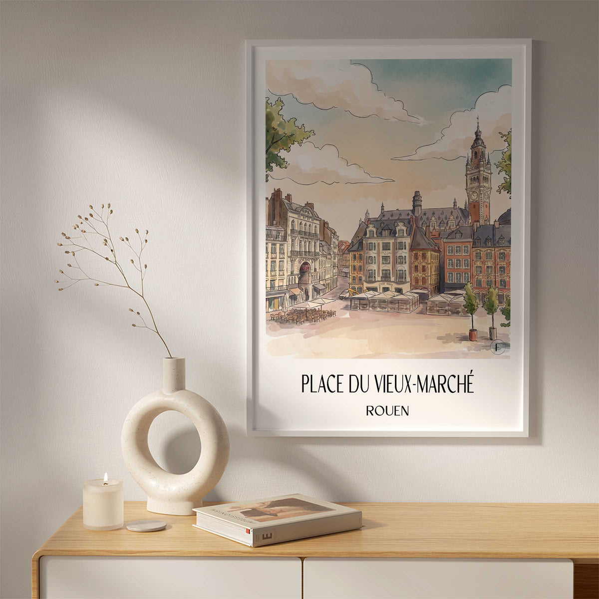 place-du-vieux-marché-rouen-frankreich-poster-aquarell