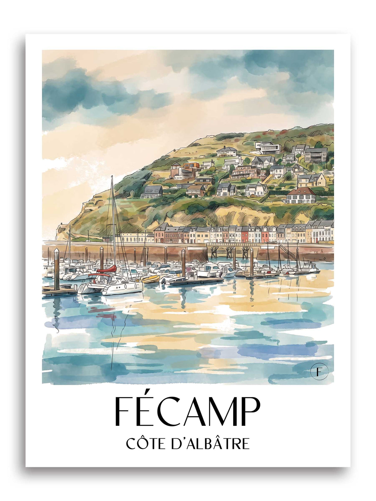 fécamp-côte-d'albâtre-frankreich-poster-aquarell