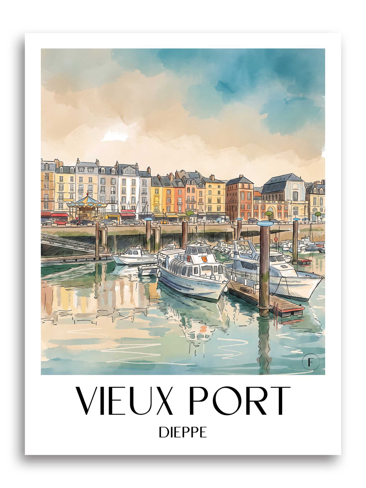 vieux-port-dieppe-frankreich-poster-aquarell
