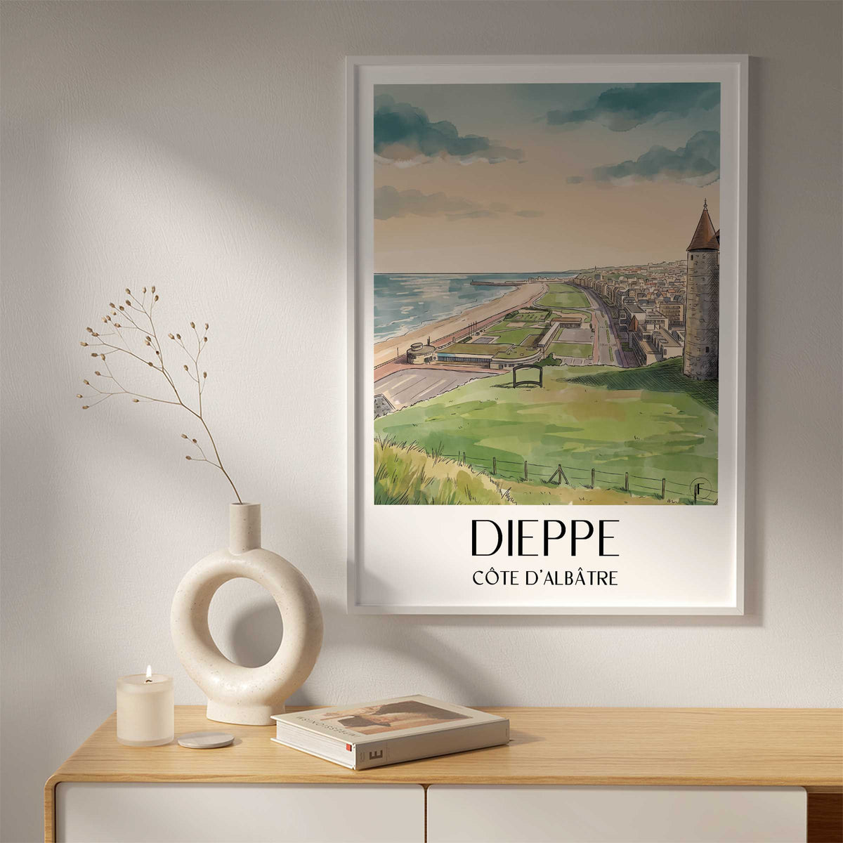 dieppe-côte-d'albâtre-frankreich-poster-aquarell
