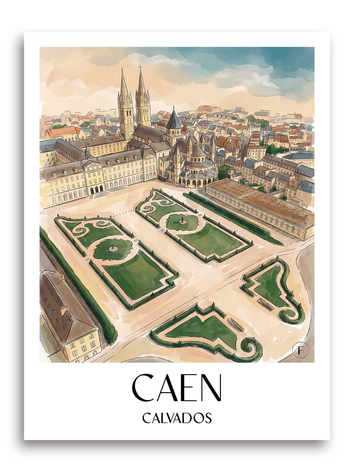 caen-calvados-frankreich-poster-aquarell