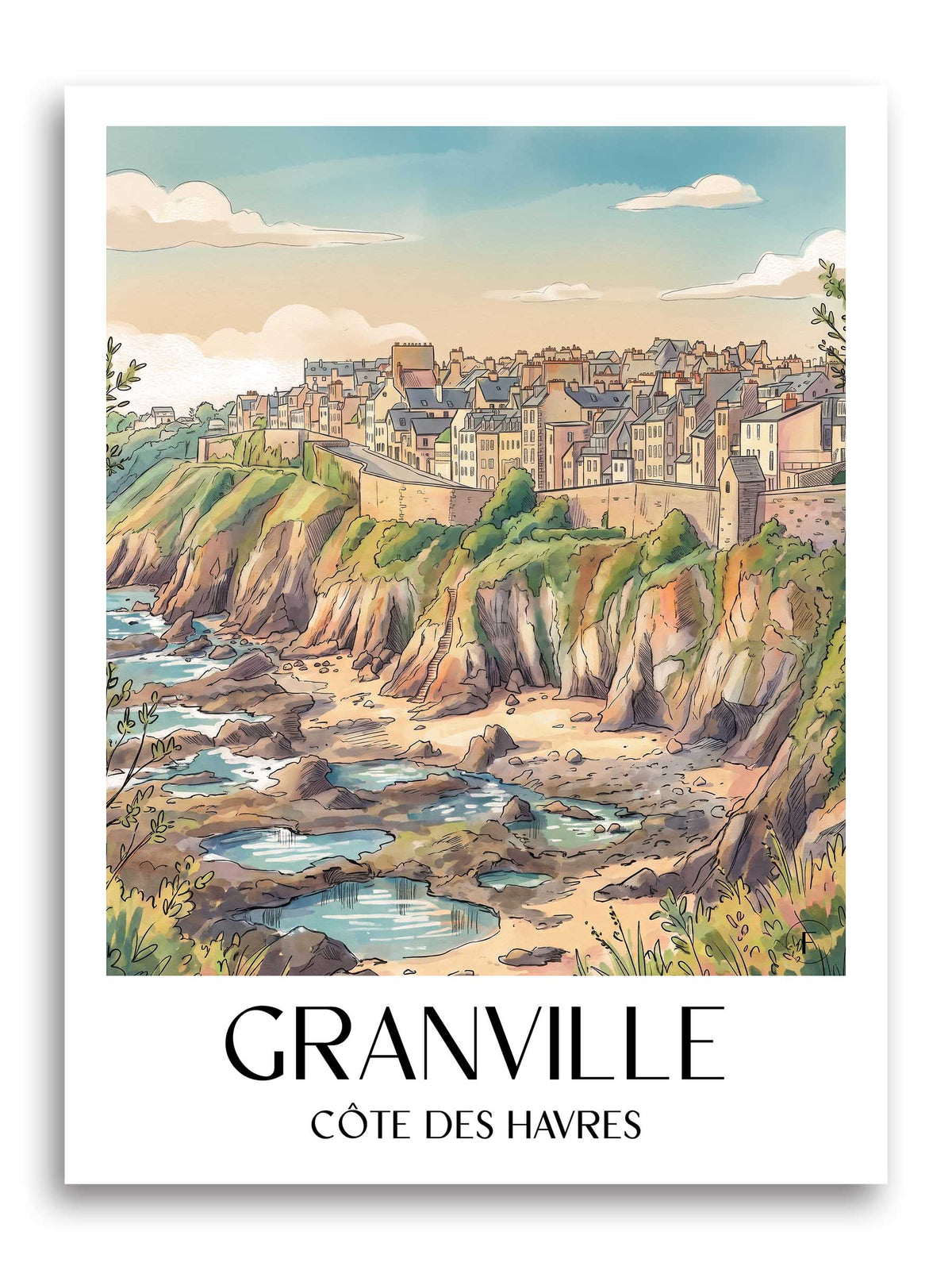 granville-côte-des-havres-frankreich-poster-aquarell
