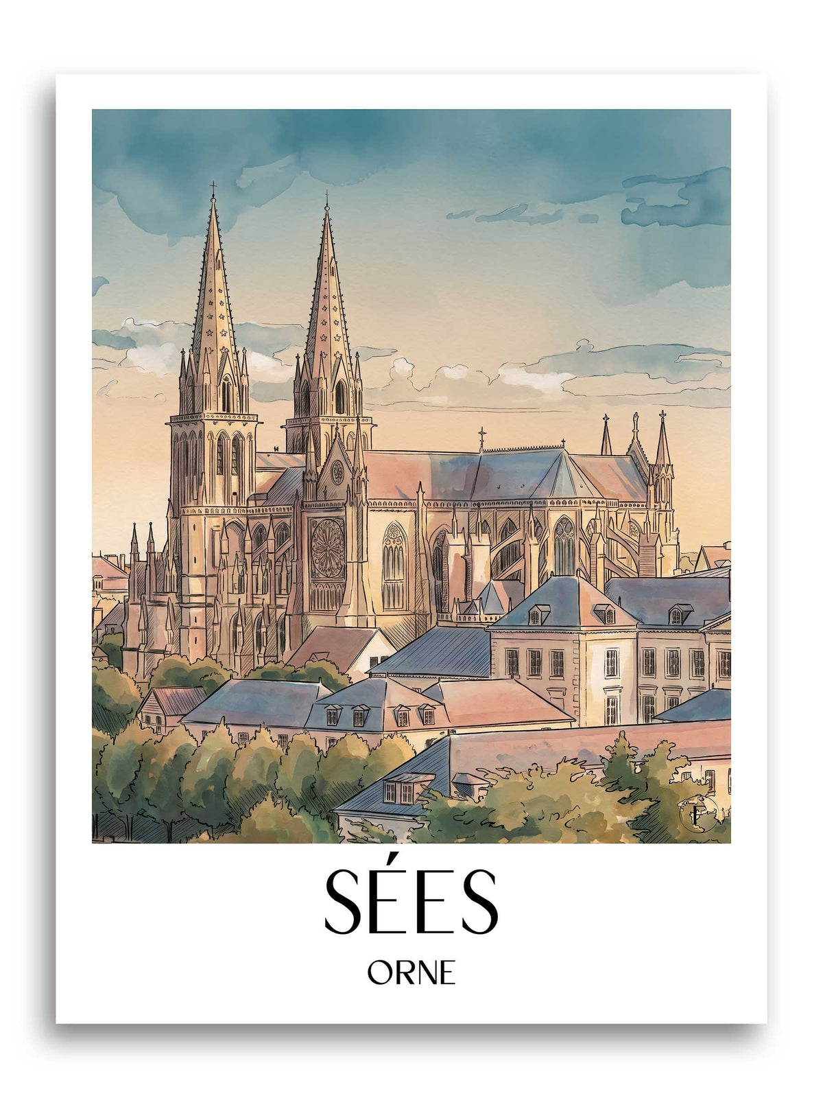 sées-orne-frankreich-poster-aquarell