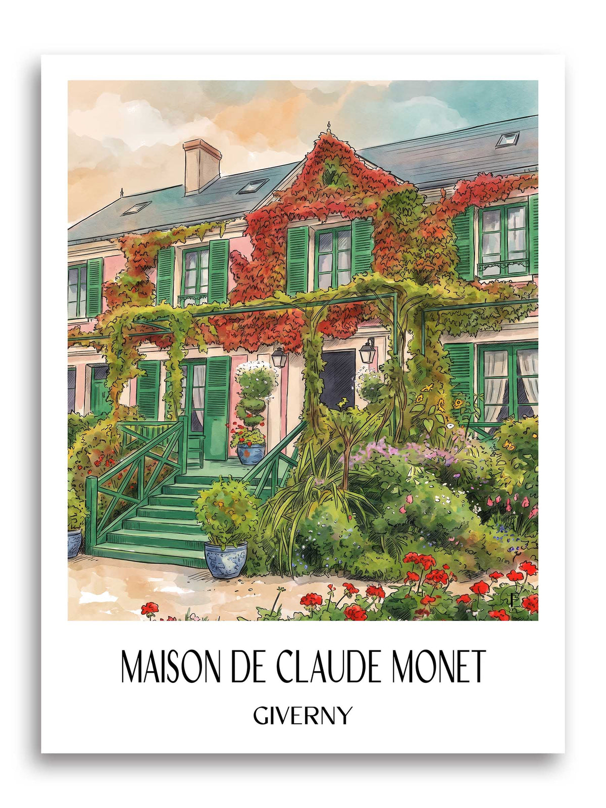 maison-de-claude-monet-giverny-frankreich-poster-aquarell