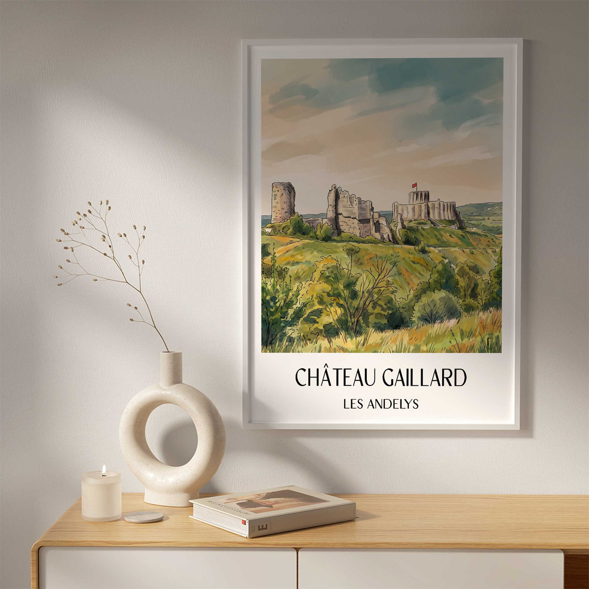 château-gaillard-les-andelys-frankreich-poster-aquarell