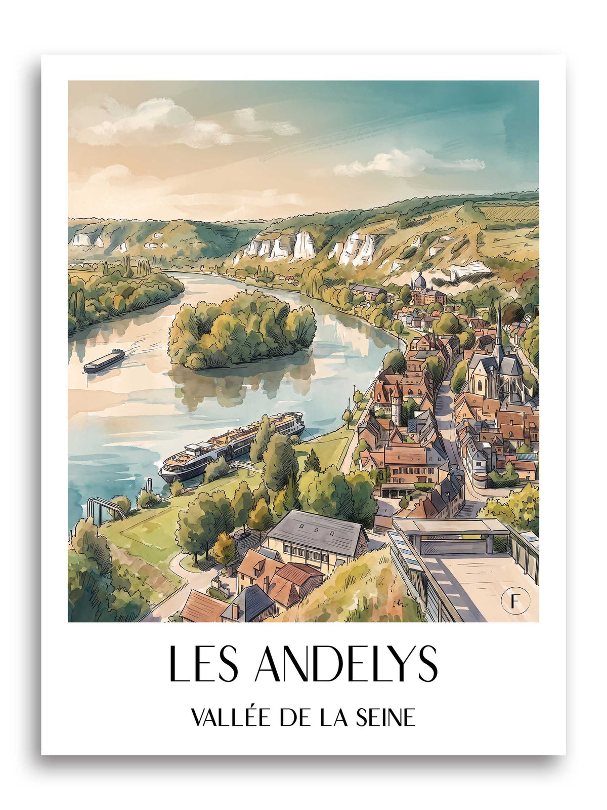 les-andelys-vallée-de-la-seine-frankreich-poster-aquarell