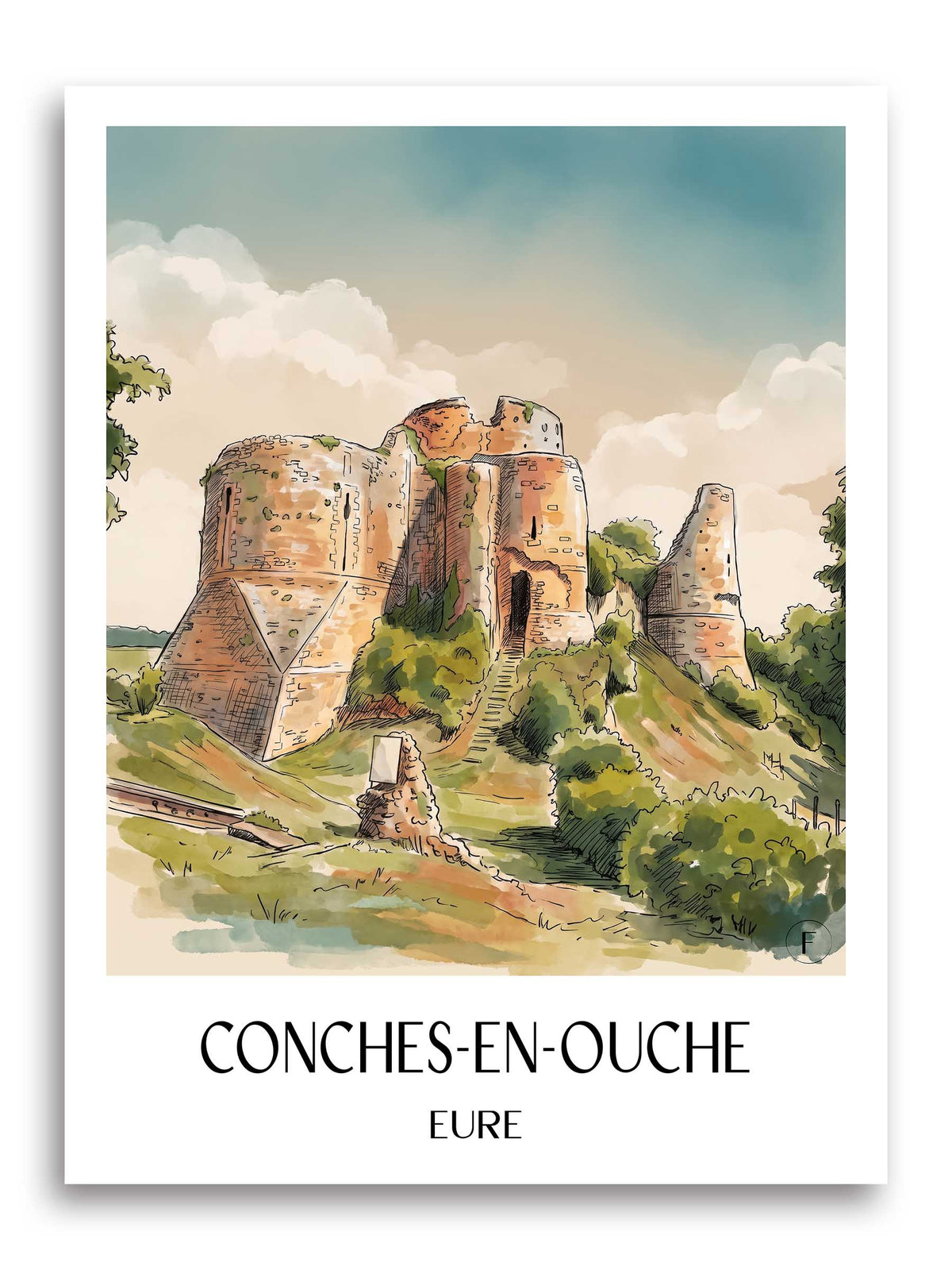 conches-en-ouche-eure--frankreich-poster-aquarell