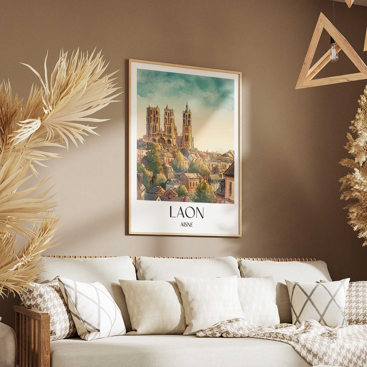 laon-aisne-frankreich-poster-aquarell