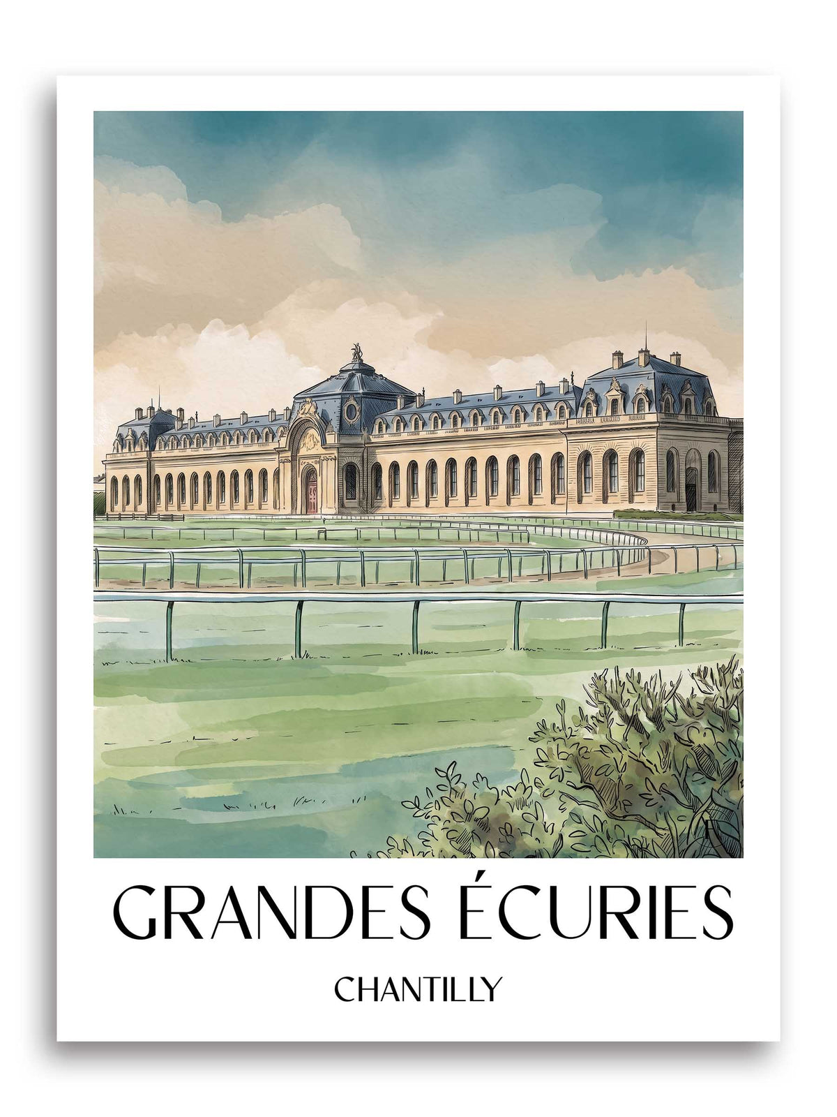 grandes-écuries-chantilly-frankreich-poster-aquarell