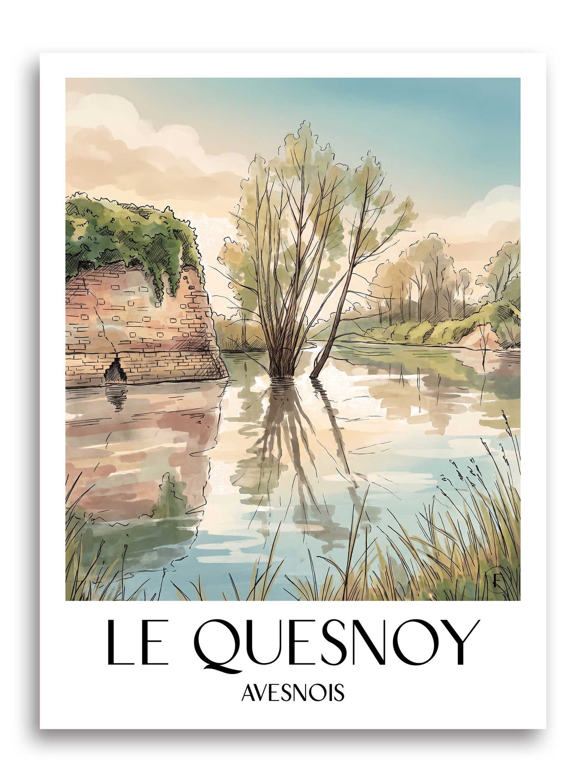 le-quesnoy-avesnois-frankreich-poster-aquarell