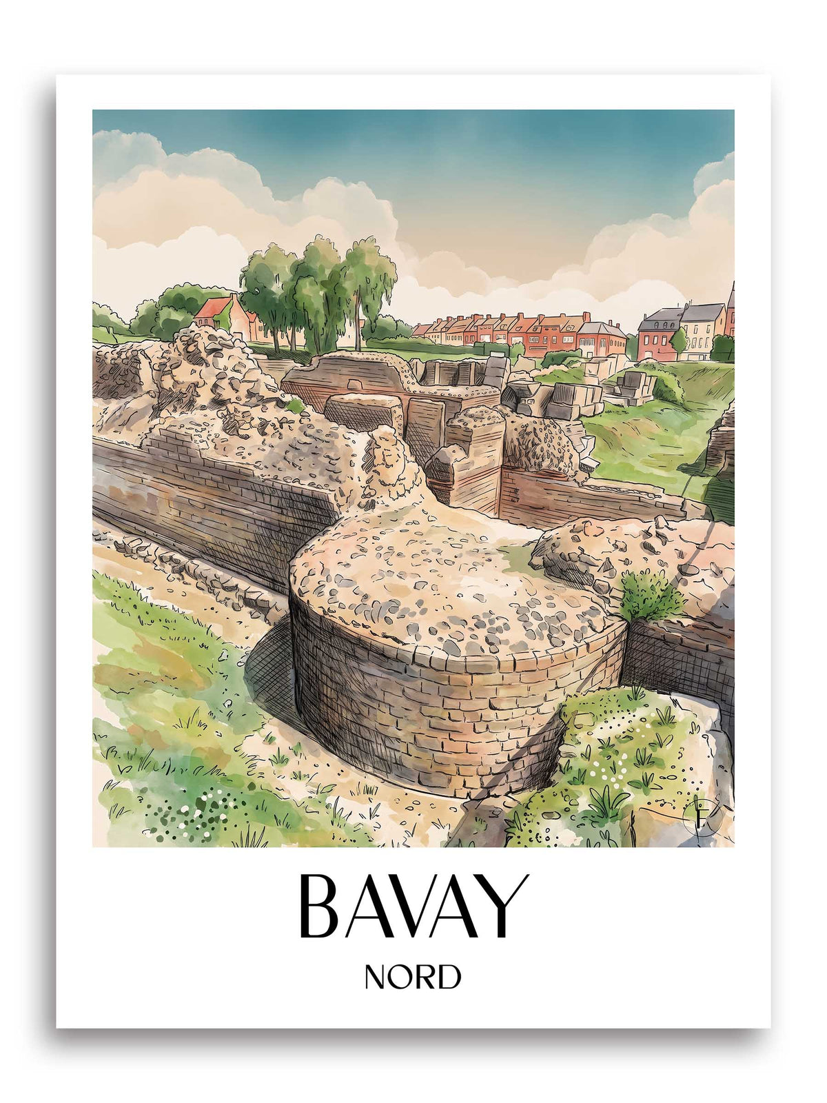 bavay-nord-frankreich-poster-aquarell
