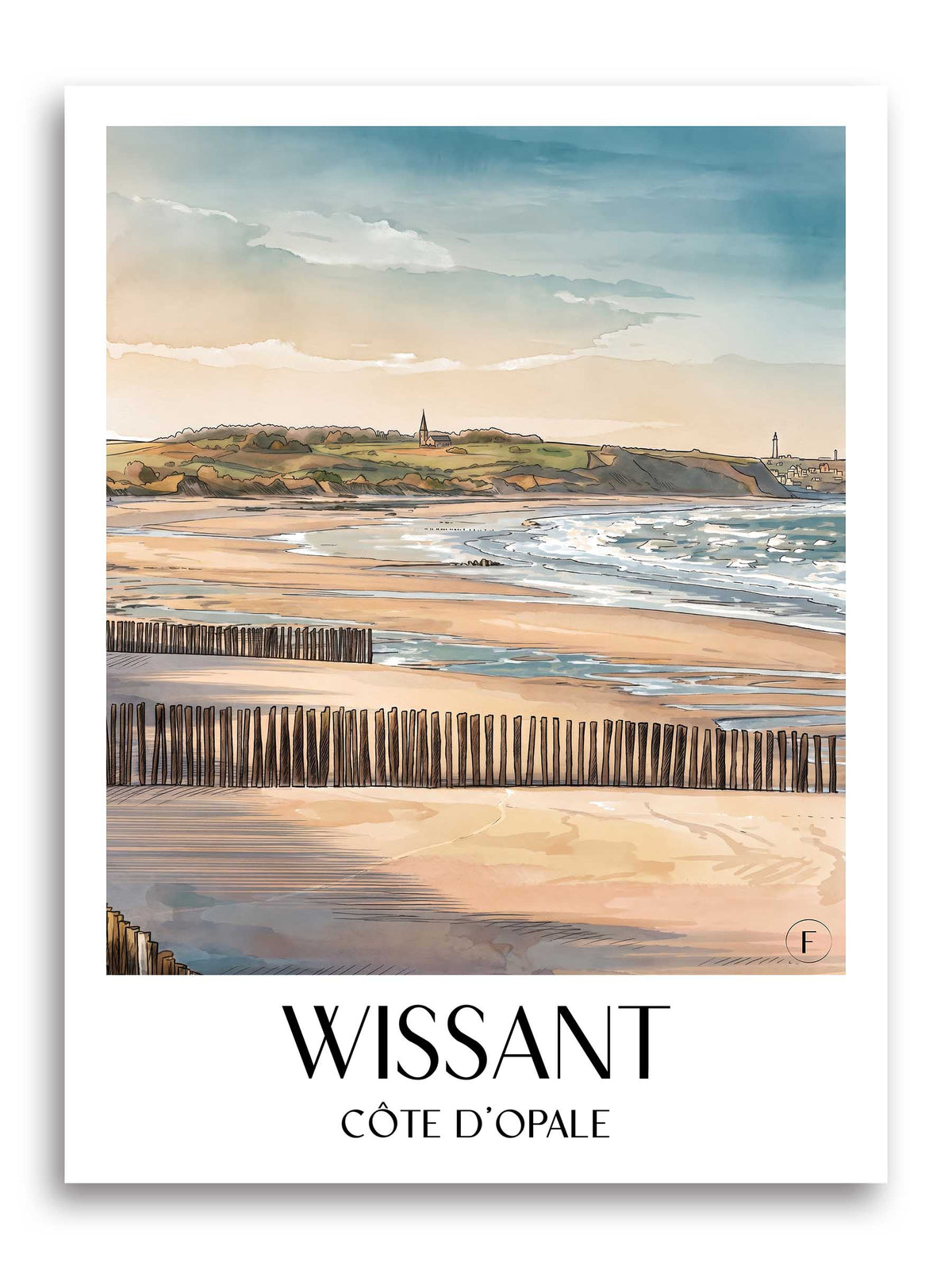 wissant-côte-d'opale-frankreich-poster-aquarell