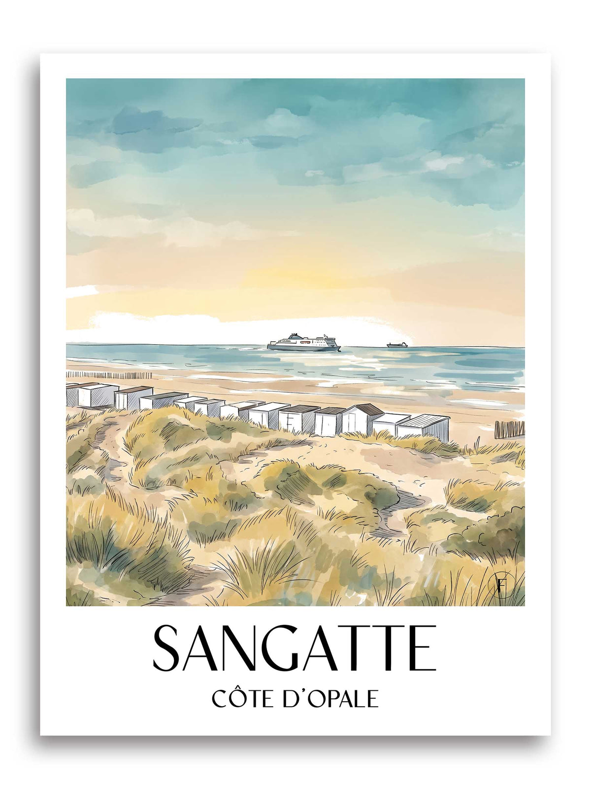 sangatte-côte-d'opale-frankreich-poster-aquarell