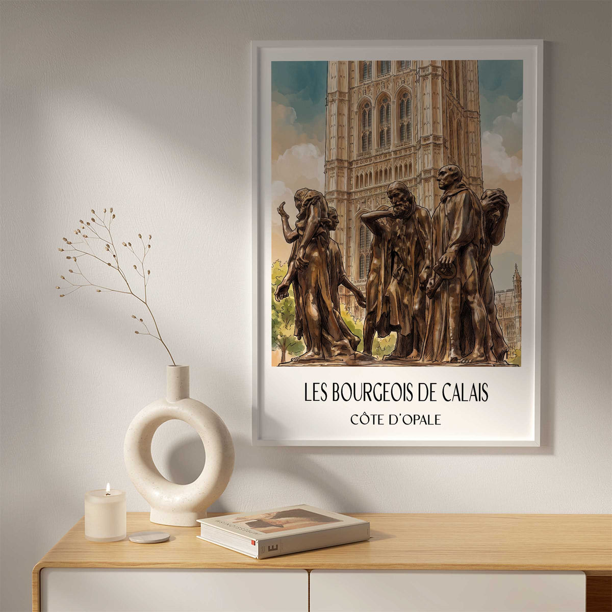 les-bourgeois-de-calais-côte-d'opale-frankreich-poster-aquarell