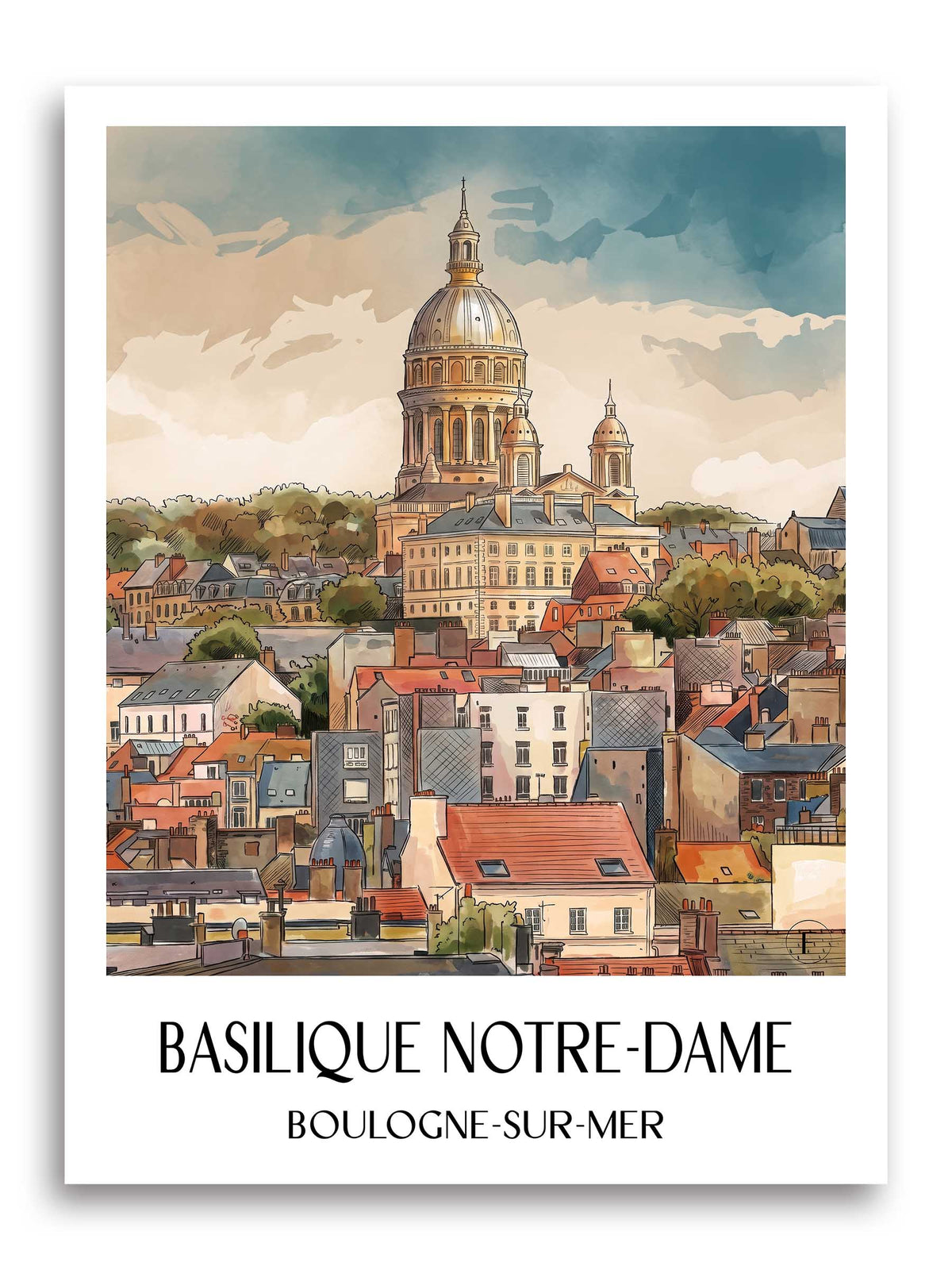 basilique-notre-dame-boulogne-sur-mer-frankreich-poster-aquarell