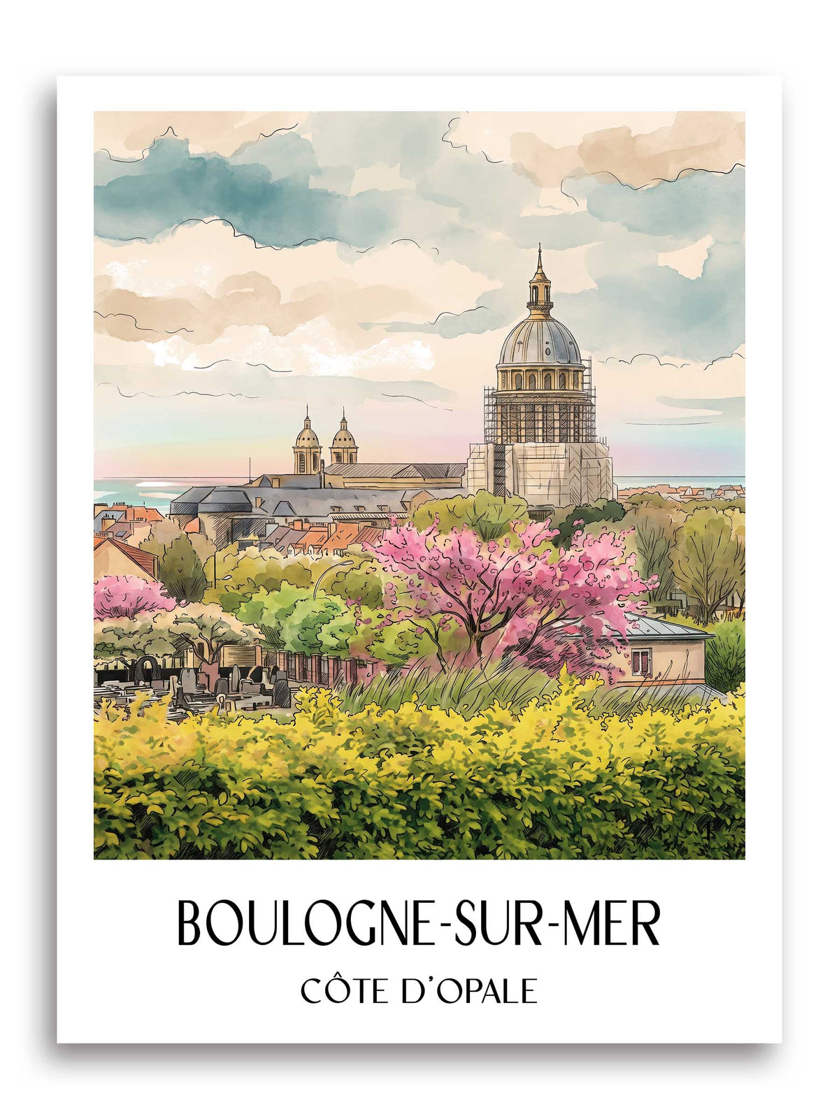 boulogne-sur-mer-côte-d'opale-frankreich-poster-aquarell