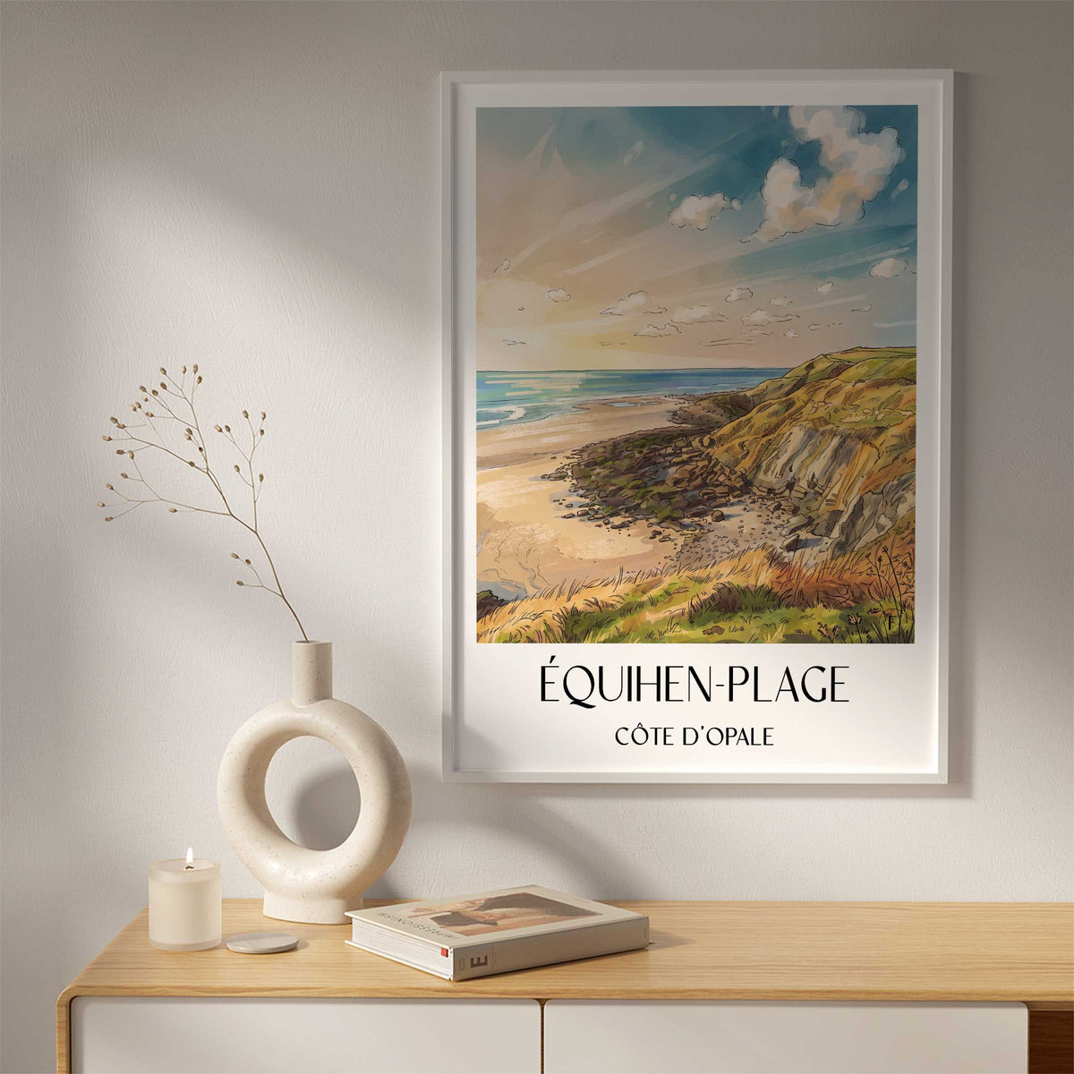 équihen-plage-côte-d'opale-frankreich-poster-aquarell