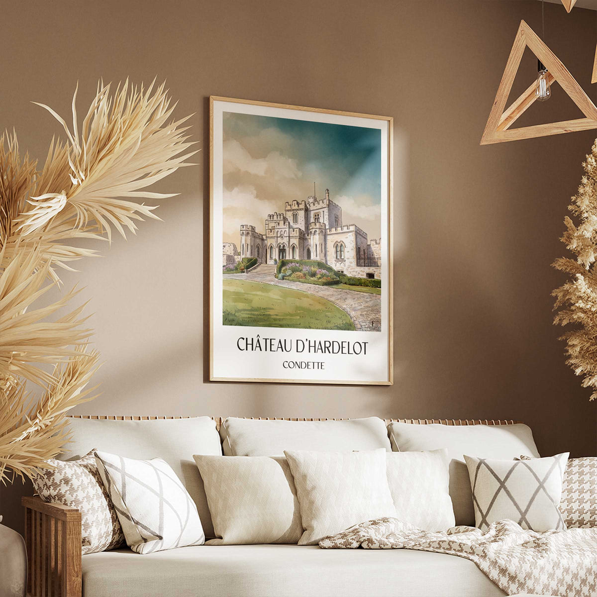 château-d'hardelot-condette-frankreich-poster-aquarell