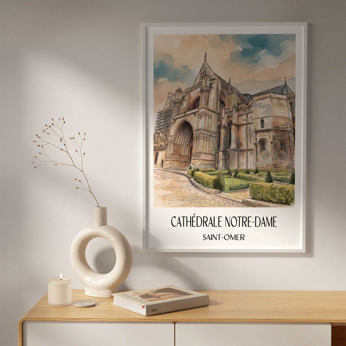 cathédrale-notre-dame-saint-omer-frankreich-poster-aquarell