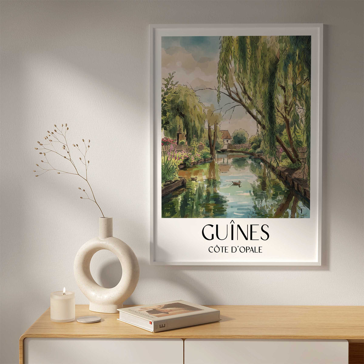 guînes-côte-d'opale-frankreich-poster-aquarell