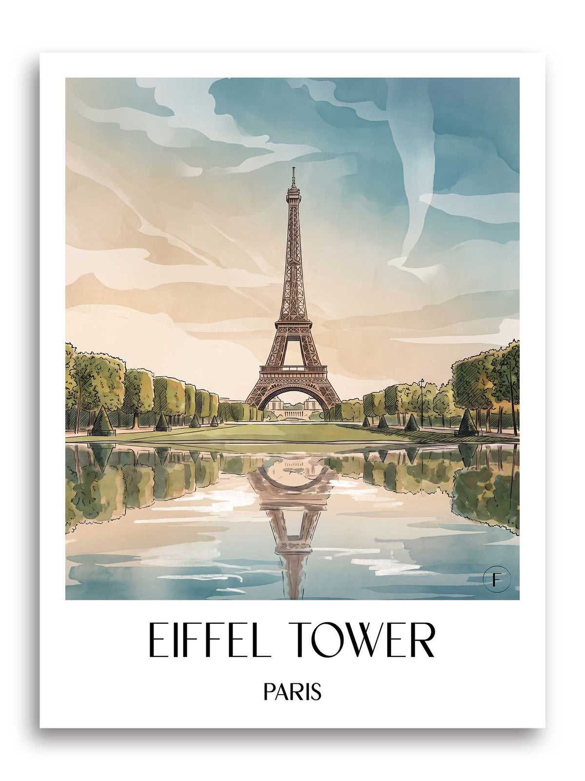 Tour Eiffel Poster - Paris - Frankreich Kunstdruck - Aquarell von A4 bis A1