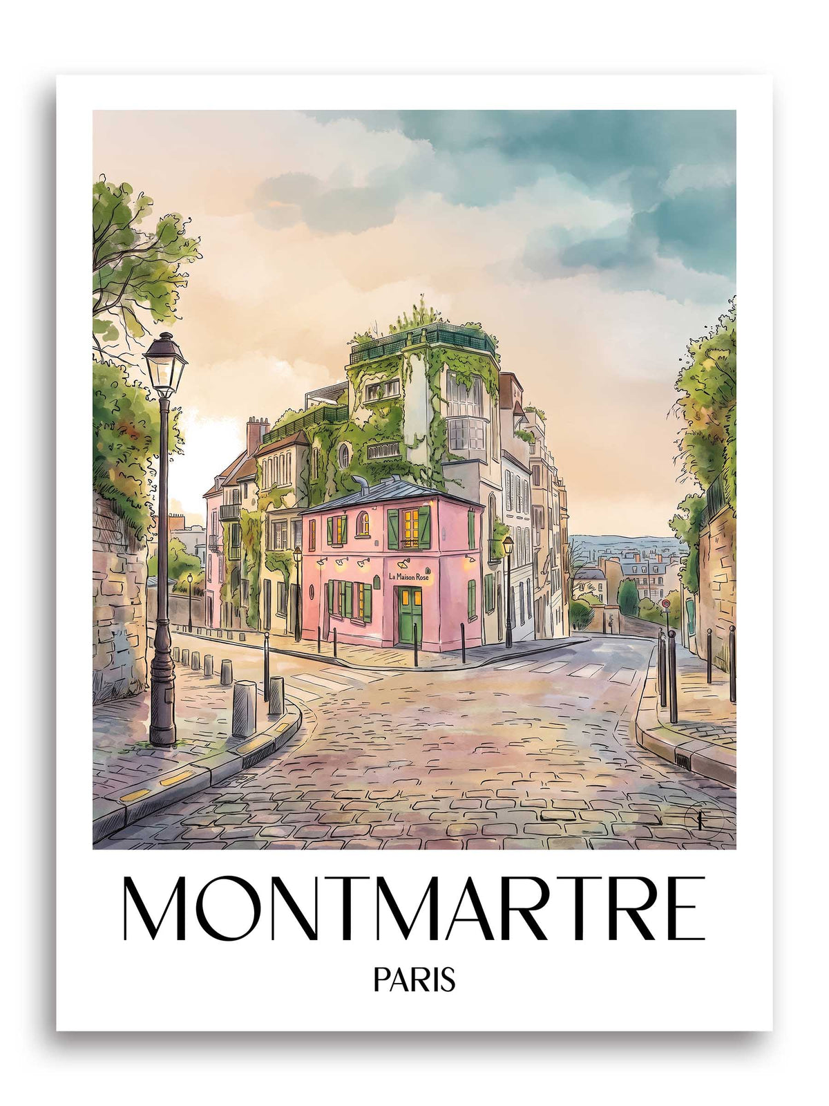 Montmartre Poster - Paris - Frankreich Kunstdruck - Aquarell von A4 bis A1
