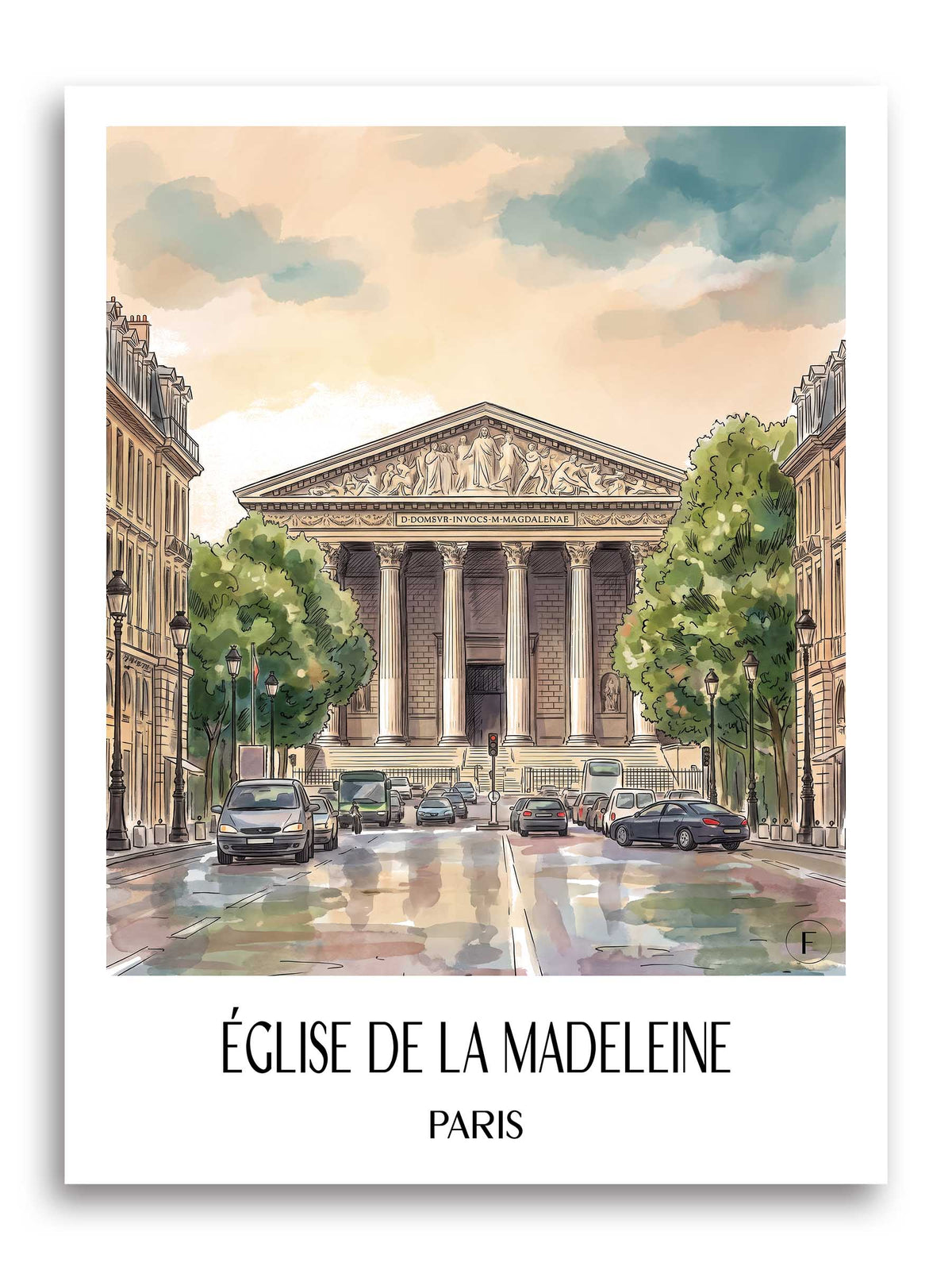 église-de-la-madeleine-paris-frankreich-poster-aquarell
