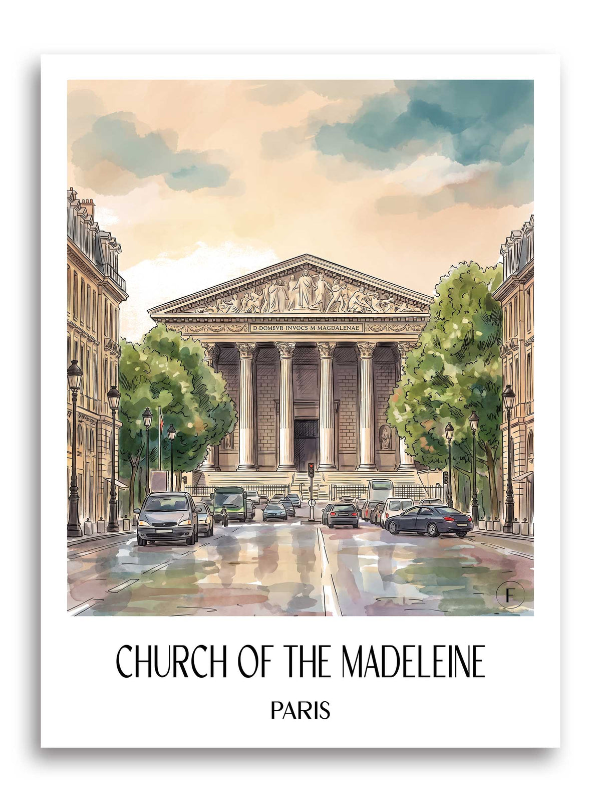 Église de la Madeleine Poster - Paris - Frankreich Kunstdruck - Aquarell von A4 bis A1