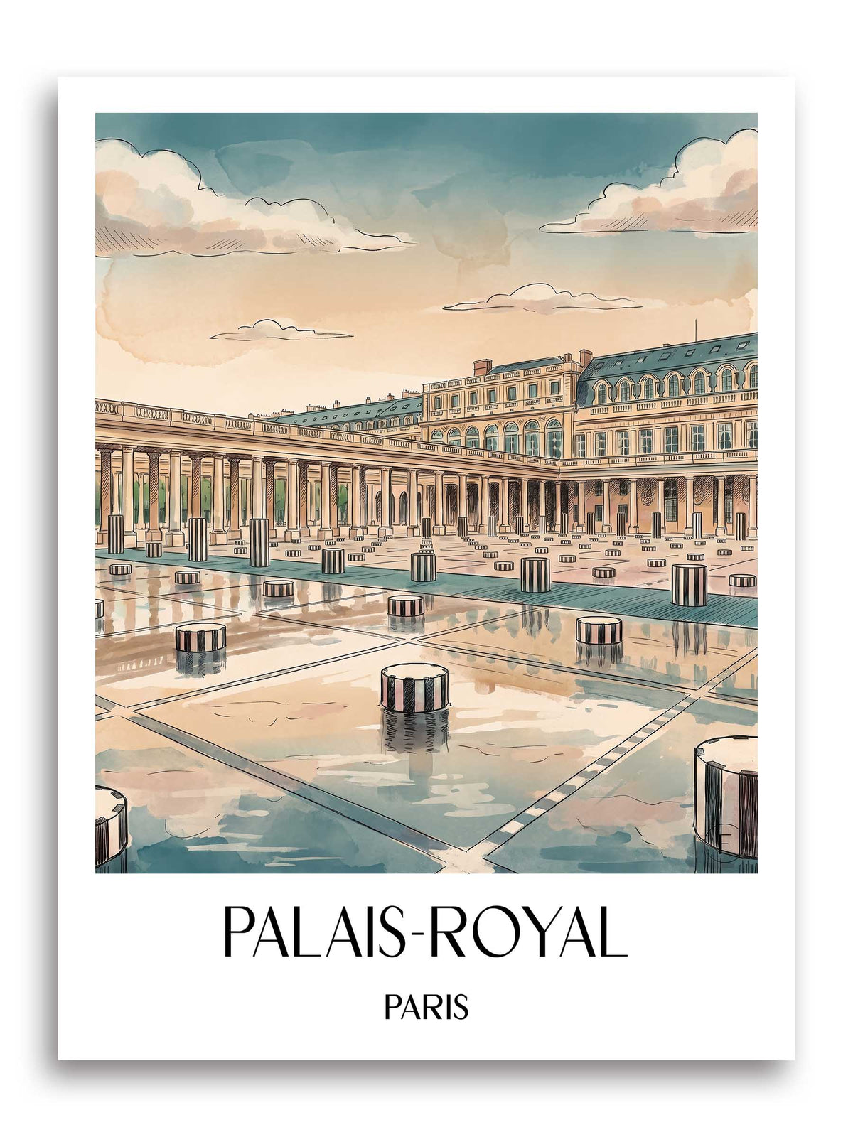 Palais-Royal Poster - Paris - Frankreich Kunstdruck - Aquarell von A4 bis A1